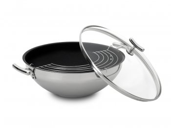 Non-stick wok with handles wit