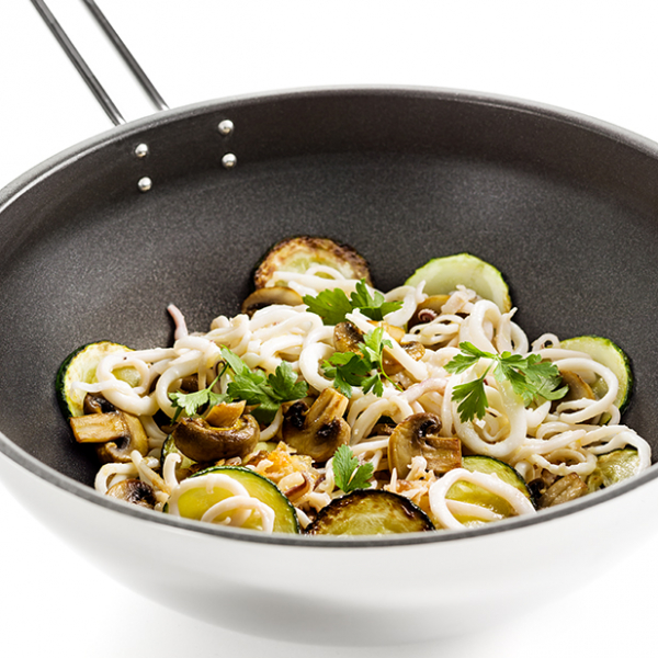 Sautéed squid, mushrooms, courgette and parsley 